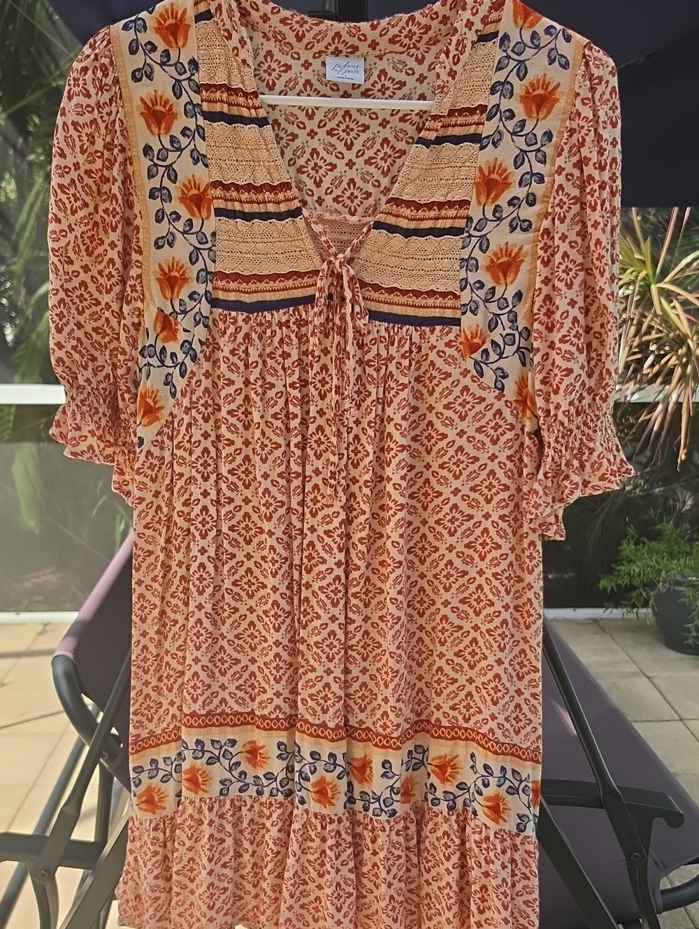 PATRONS OF PEACE Boho Floral Patchwork Dress